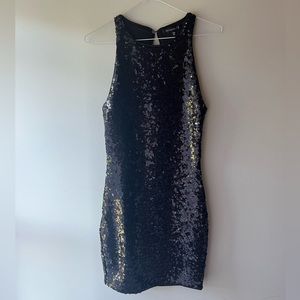 Black Sequin Mini Dress